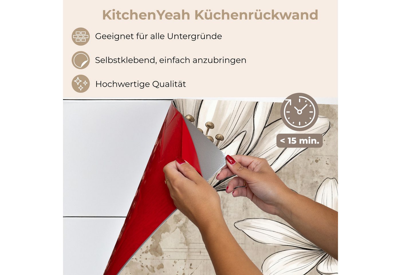 KitchenYeah Küchenrückwand selbstklebend (keine Folie) Modern - Design - Weiß, (1-tlg), Spritzschutz, Küche, Rückwand, Küchenwand, Küchenfront, 80x60 cm Bild 2