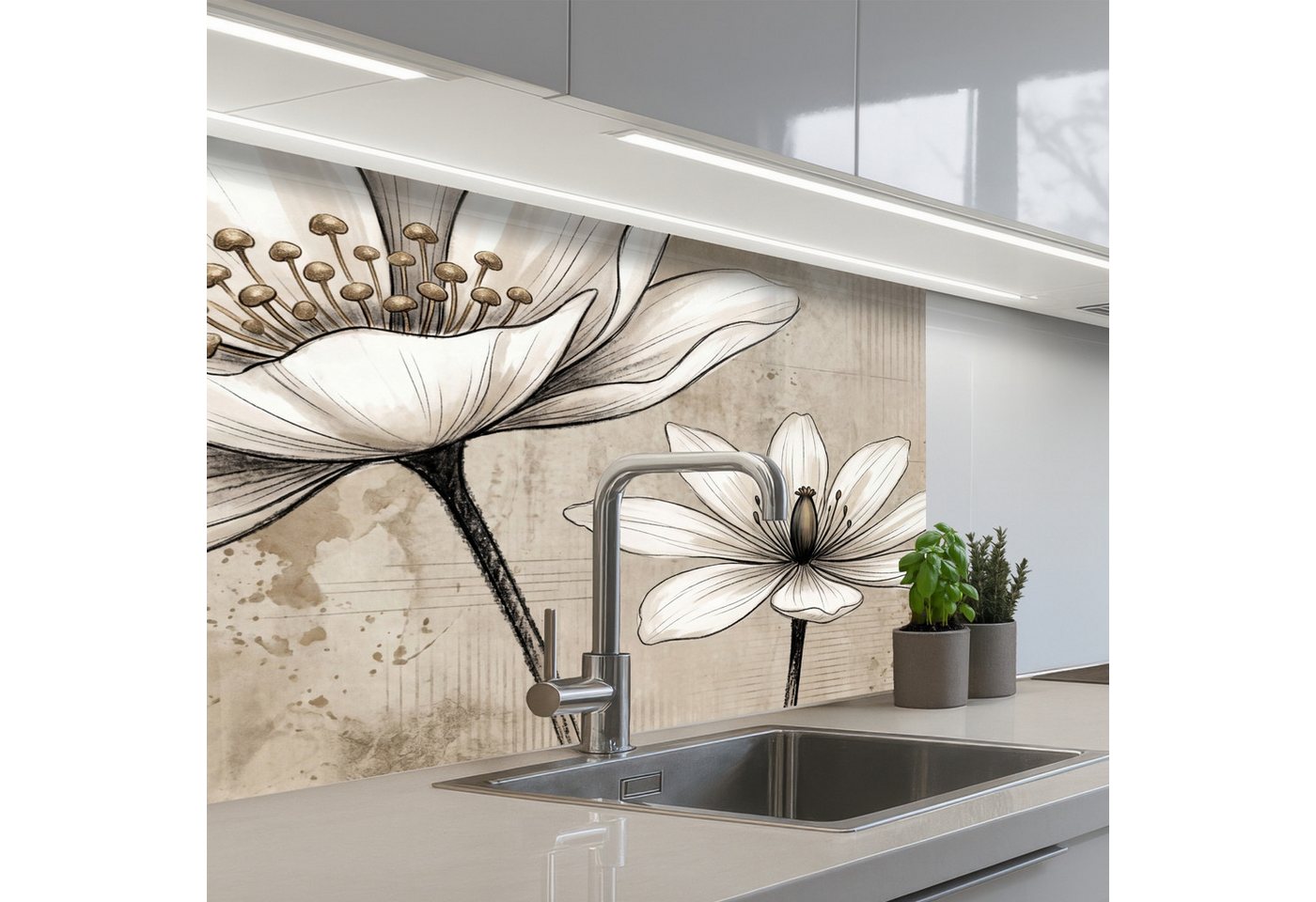 KitchenYeah Küchenrückwand selbstklebend (keine Folie) Modern - Design - Weiß, (1-tlg), Spritzschutz, Küche, Rückwand, Küchenwand, Küchenfront, 80x60 cm Bild 3