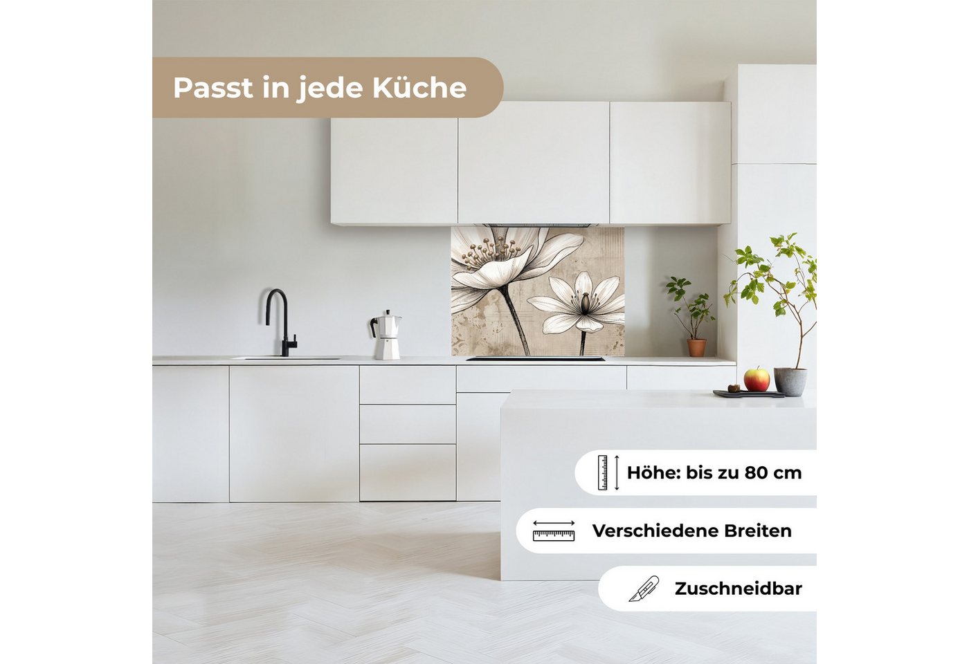 KitchenYeah Küchenrückwand selbstklebend (keine Folie) Modern - Design - Weiß, (1-tlg), Spritzschutz, Küche, Rückwand, Küchenwand, Küchenfront, 80x60 cm Bild 4