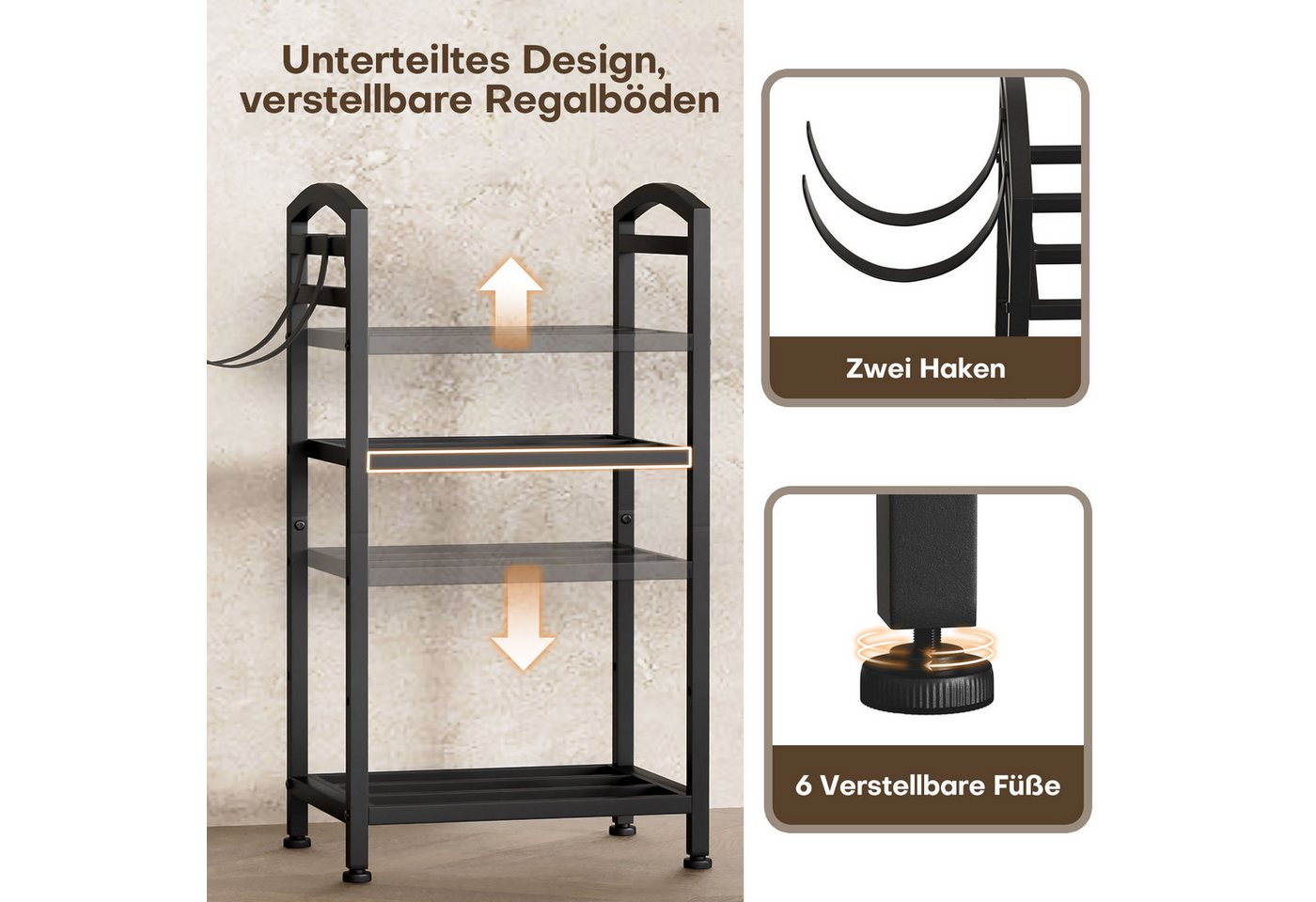 Yorbay Kaminholzregal aus Metall mit Tragetasche, Brennholz-Ständer & Transportbeutel, BxTxH:40.5x28x76 cm, für Kamin, Ofen & Garten Bild 3