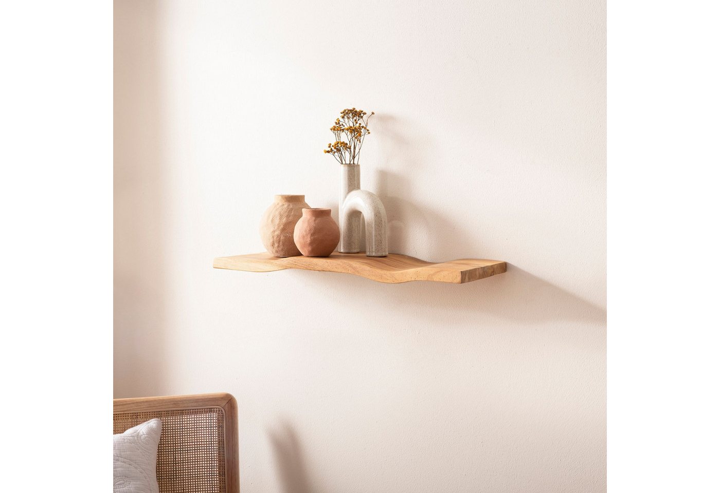FINEBUY Wandregal FB74749 Wandregal Akazie Massivholz 60cm in moderner Wellenform, Elegantes Regalbrett mit geschwungener Form, Handgefertigt aus Akazienholz Bild 4