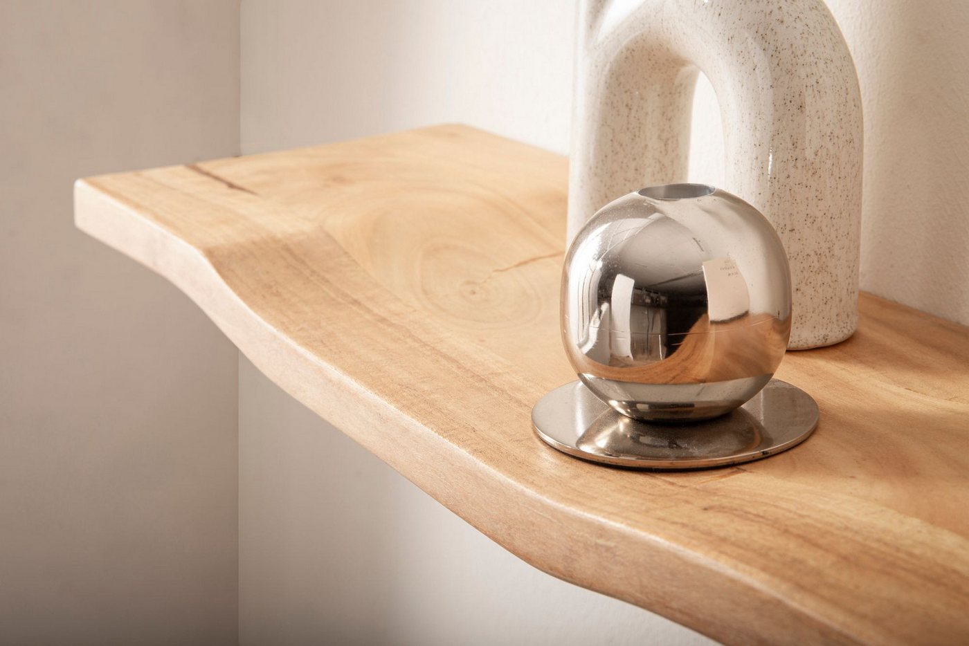 FINEBUY Wandregal FB74749 Wandregal Akazie Massivholz 60cm in moderner Wellenform, Elegantes Regalbrett mit geschwungener Form, Handgefertigt aus Akazienholz Bild 5