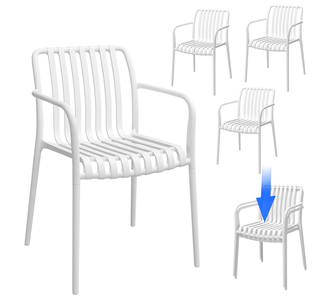 STEELSØN Gartenstuhl Pincoya, Balkonstuhl wetterfest und UV-beständig, bis 120 kg (weiß, 4er Set), stapelbarer Balkonstuhl Kunststoff, verfügbar als 2er/4er/6er Set Bild 5