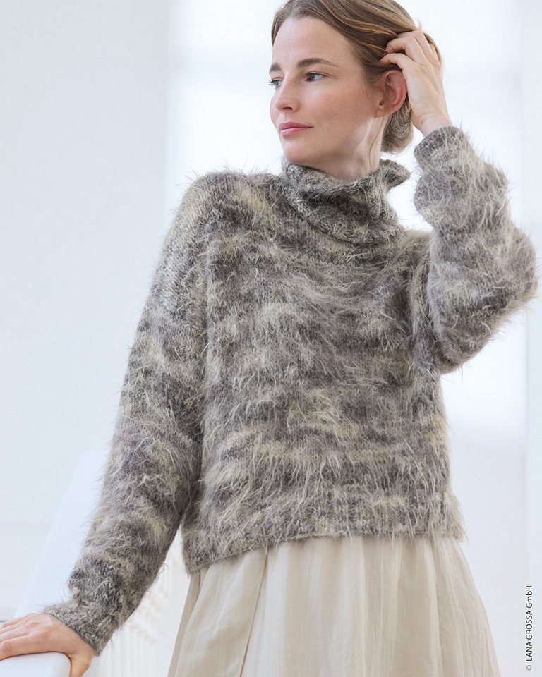 LANA GROSSA BASTA STAMPA Flauschiges Effektgarn mit Franseneffekt und Farbprint Häkelwolle, 100 m (Garn im Fake Fur Look, locker verzwirnt aus einem Franseneffekt und feinen Merinofasern, Mehrfarbige Optik für lebendige Statement-Strickstücke), 50 g Bild 4