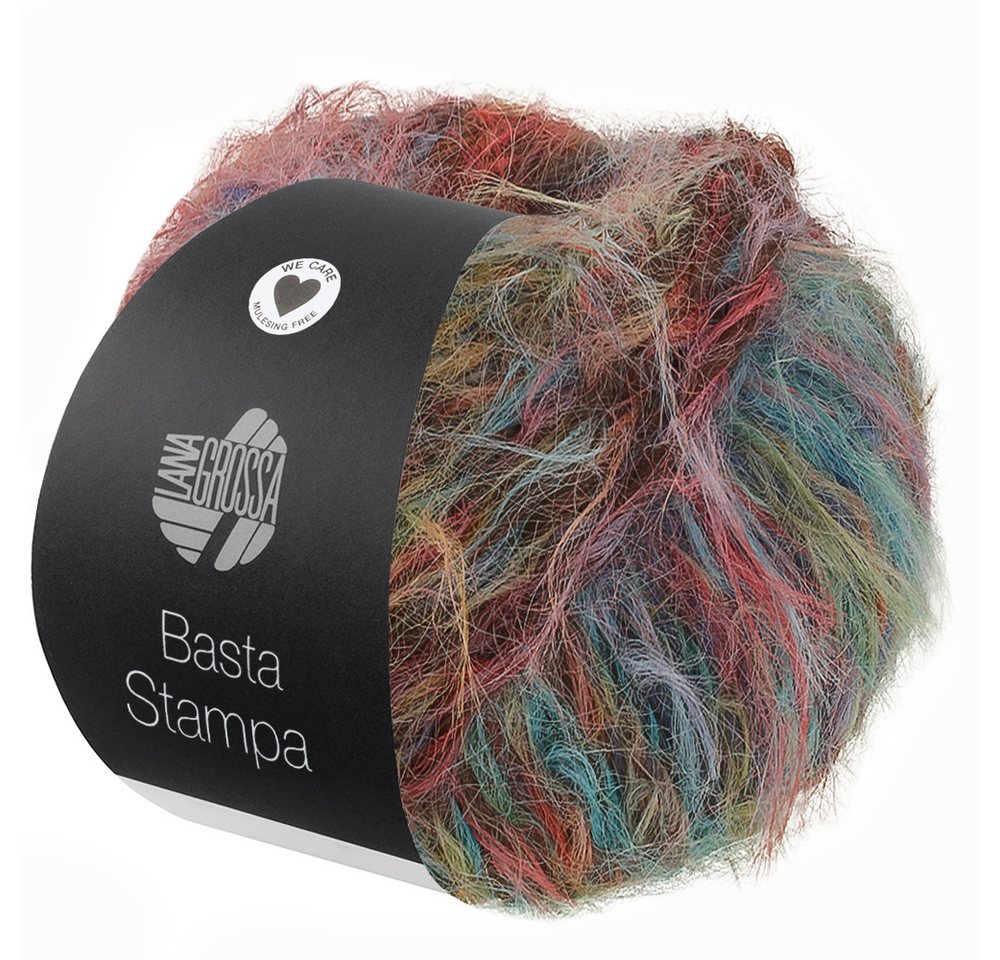 LANA GROSSA BASTA STAMPA Flauschiges Effektgarn mit Franseneffekt und Farbprint Häkelwolle, 100 m (Garn im Fake Fur Look, locker verzwirnt aus einem Franseneffekt und feinen Merinofasern, Mehrfarbige Optik für lebendige Statement-Strickstücke), 50 g Bild 5
