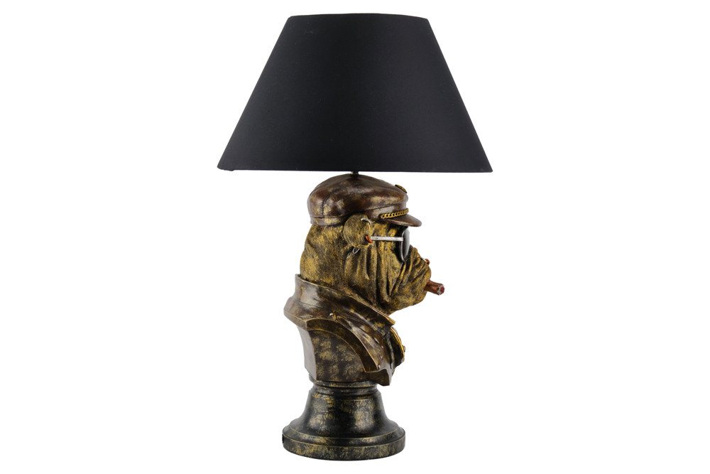 riess-ambiente Tischleuchte BULLDOG 55cm bronze/schwarz - Polyresin, Stoffschirm, Hunde-Skulptur, Ein-/Ausschalter, ohne Leuchtmittel, Extravagante Tierlampe - ideal auf Sideboard, Nachttisch oder Kommode