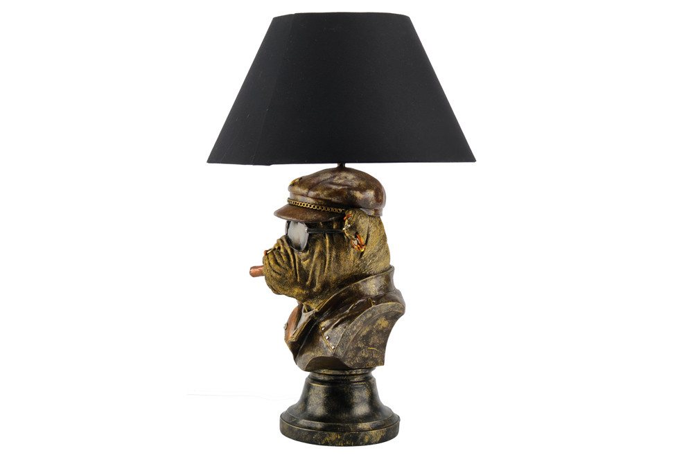 riess-ambiente Tischleuchte BULLDOG 55cm bronze/schwarz - Polyresin, Stoffschirm, Hunde-Skulptur, Ein-/Ausschalter, ohne Leuchtmittel, Extravagante Tierlampe - ideal auf Sideboard, Nachttisch oder Kommode Bild 2