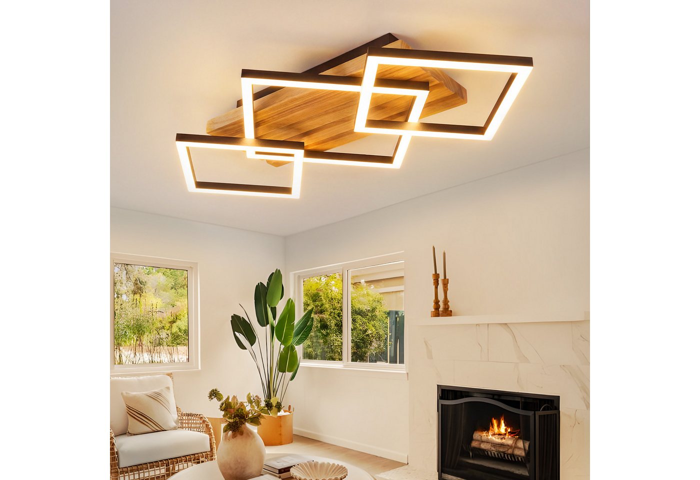 ZMH LED Deckenleuchte Schwarzes Holz, 31W, dimmbar per Fernbedienung, drehbar, LED fest integriert, 10%-100% dimmbar, Memory-Funktion, für Wohnzimmer & Schlafzimmer Bild 5