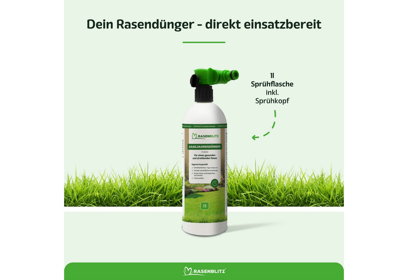 RASENBLITZ Rasendünger RASENBLITZ Ganzjahresdünger, 1 Liter, 2 Liter, 5 Liter, 10 Liter