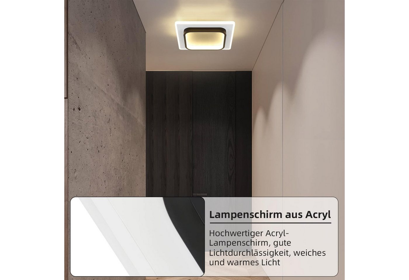 ZMH LED Deckenleuchte Modern Schwarz Weiß Design Acryl Wohnzimmerlampe, LED fest integriert, Warmweiß
