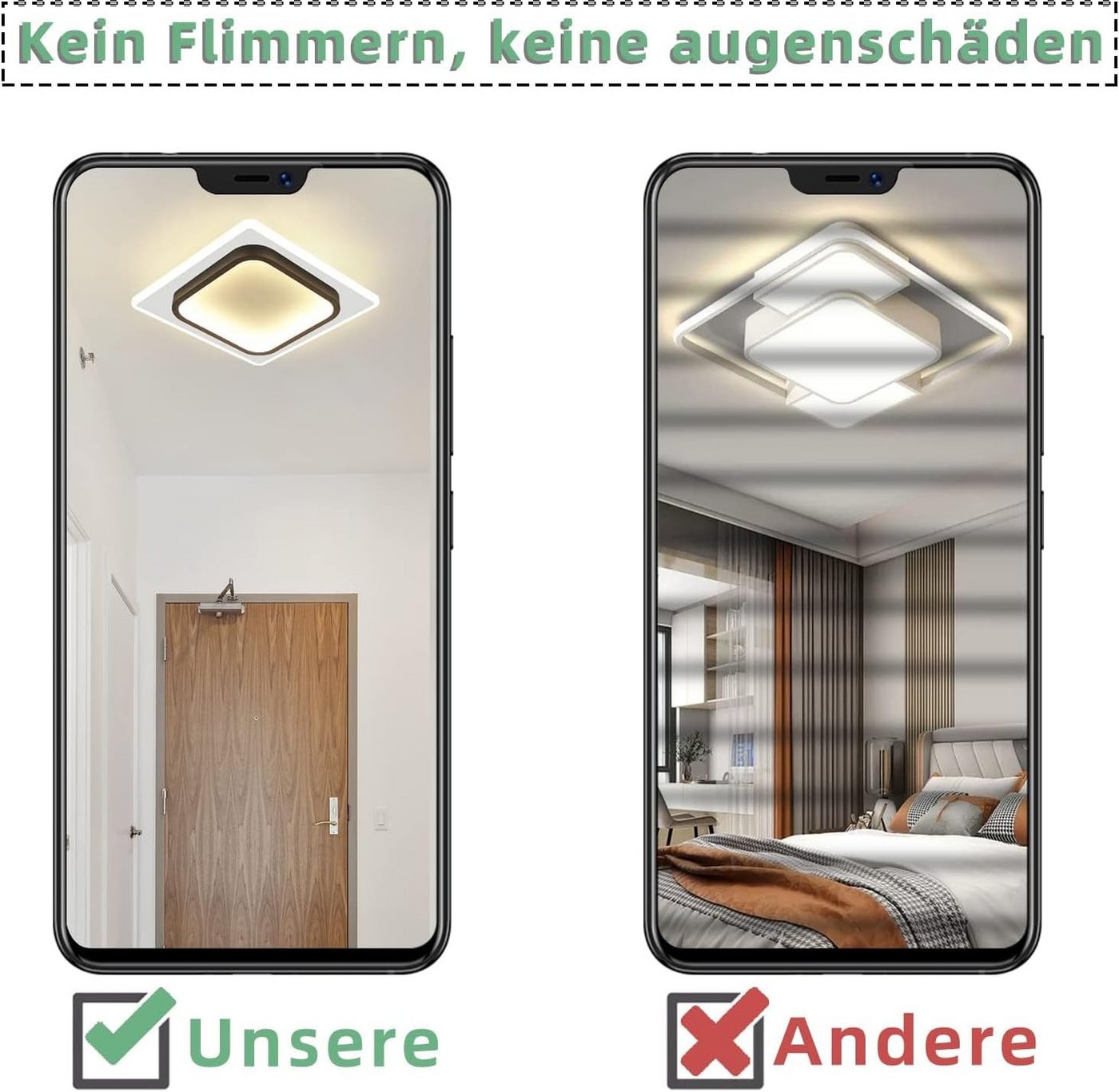 ZMH LED Deckenleuchte Modern Schwarz Weiß Design Acryl Wohnzimmerlampe, LED fest integriert, Warmweiß Bild 2