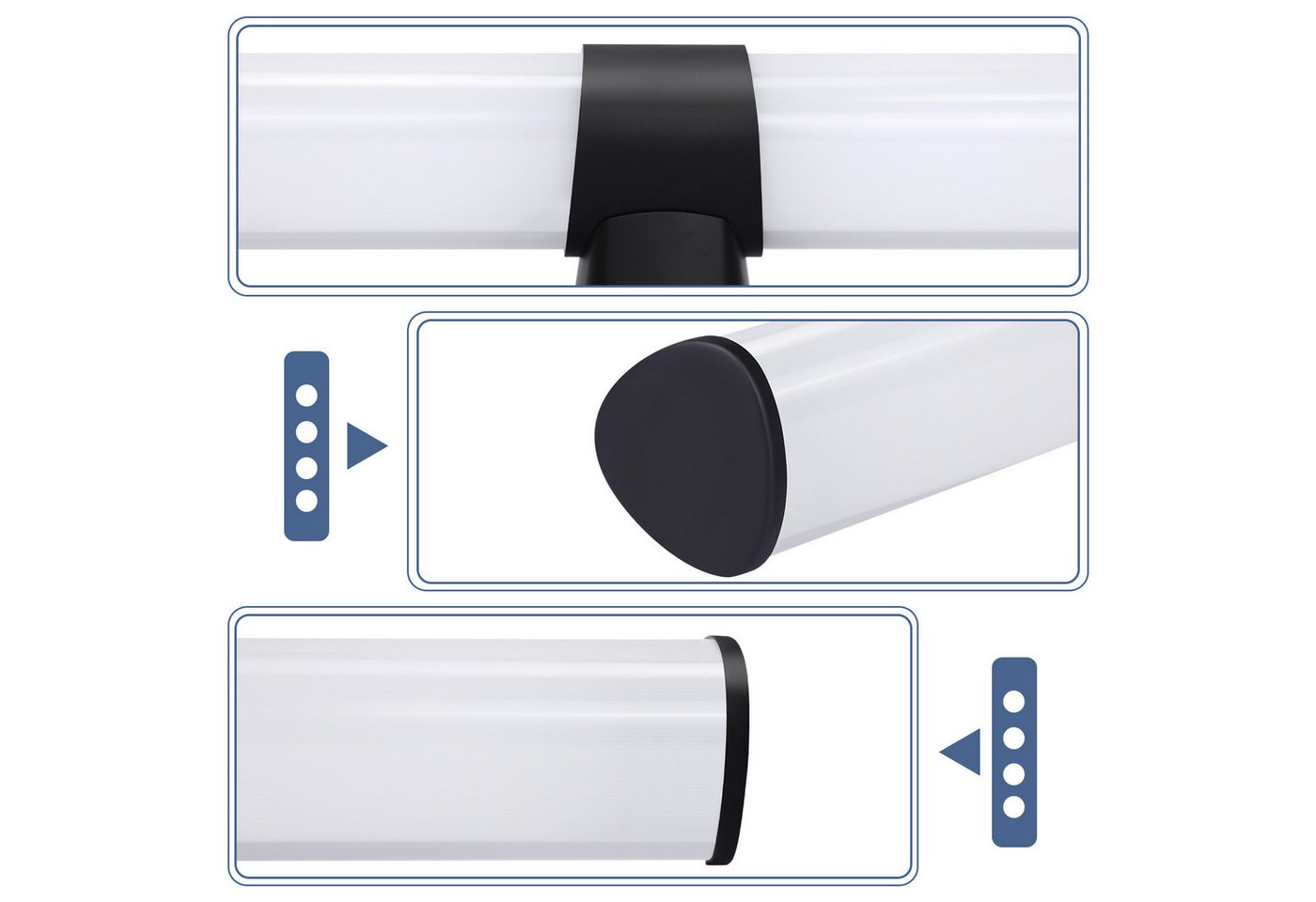ZMH LED Spiegelleuchte 8W 40CM Schwarz für Schminktisch Schlafzimmer, Augenschutz Design, LED fest integriert, 4000K, Modern Neutralweiß Langlebige Materialien Wandleuchte