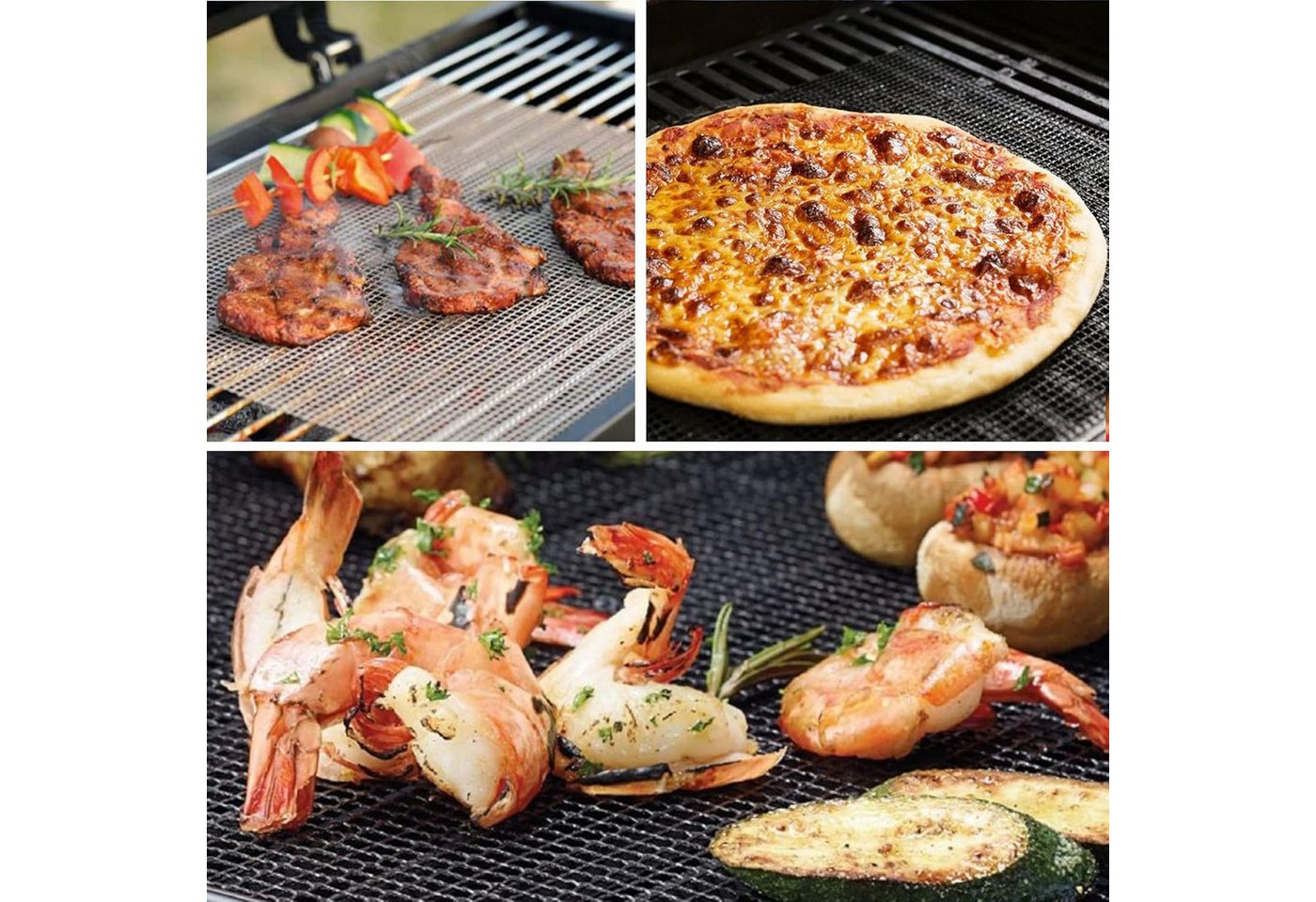 Coonoor Grillplatte Grillmatten Set, Gitter Grillmatte antihaftbeschichtet (2-St), zum Grillen von Fleisch, Gemüse, Kochen, Backen, Grillen und Backen Bild 2