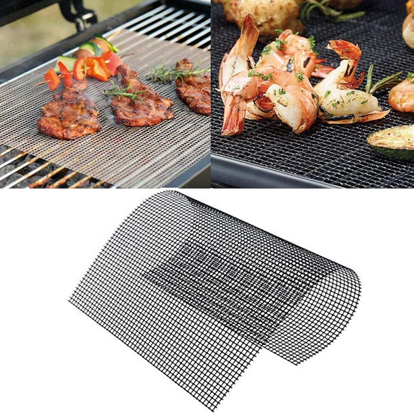 Coonoor Grillplatte Grillmatten Set, Gitter Grillmatte antihaftbeschichtet (2-St), zum Grillen von Fleisch, Gemüse, Kochen, Backen, Grillen und Backen Bild 3