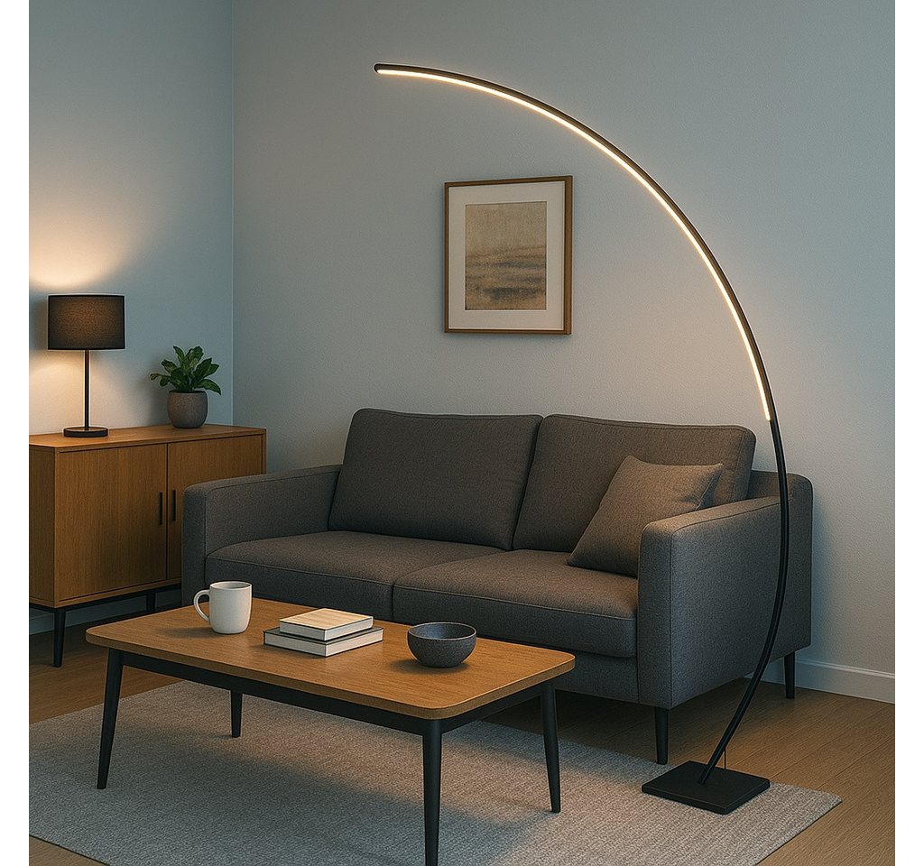 MeLiTec LED Stehlampe ST26-2 Bogenleuchte matt-schwarz dimmbar, LED fest integriert, warmweiß, Dimmbar Bild 3