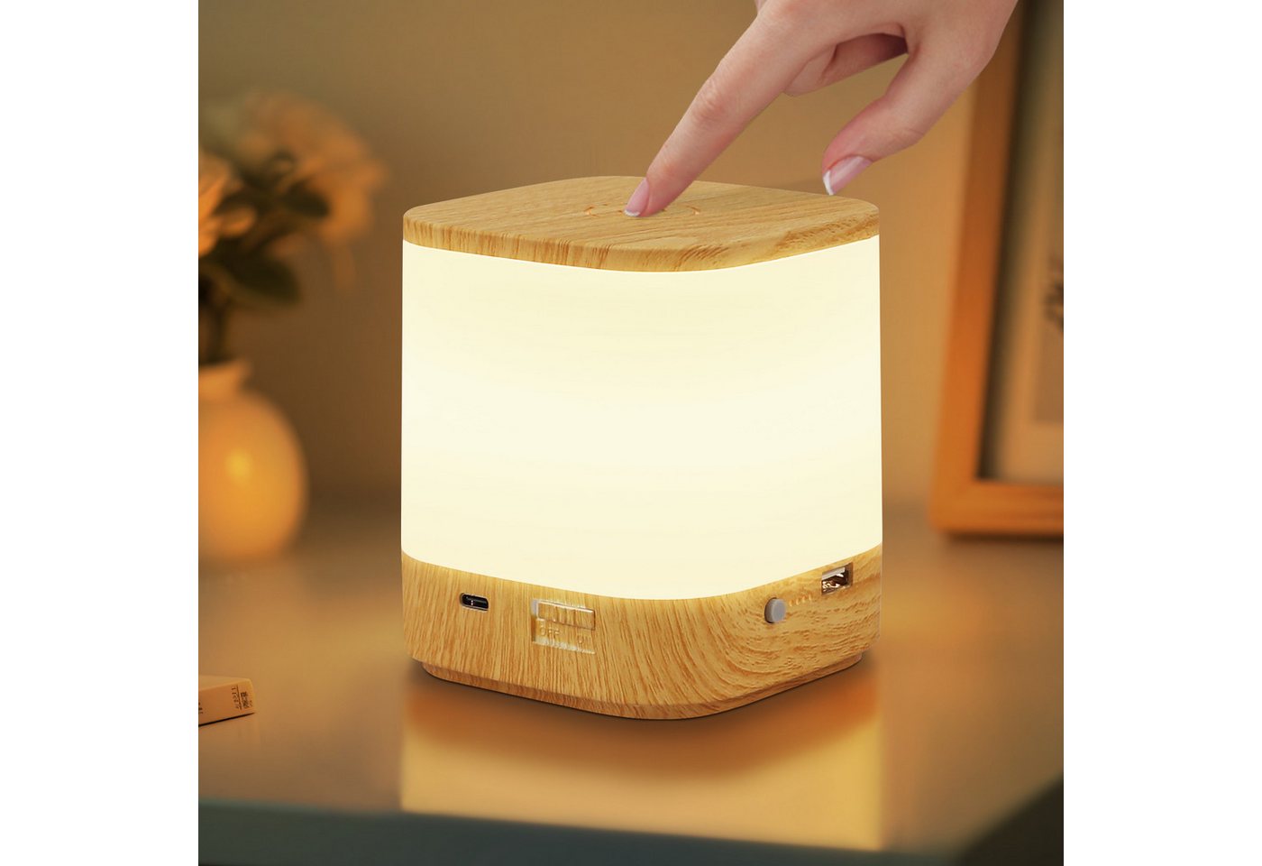 ZMH LED Tischleuchte Aufladbar Flur mit 3 Farbtemperatur Nachttischlampe Akku 3600mAH USB, Einfache Installation, LED fest integriert, 3000-6500K, Nachttischlampe für Schlafzimmer mit 3 Farbtemperatur&Timing Funktion Bild 2
