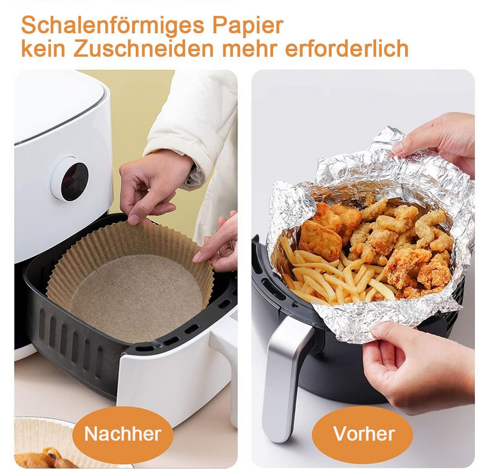 AFKSMILE Backpapier Backpapier für Heißluftfritteuse,50Stück Airfryer Backpapier Rund 16cm, Antihaft Wasserdicht Ölfest Einwegschalen Backpapier,Airfryer ZubehöR Bild 3