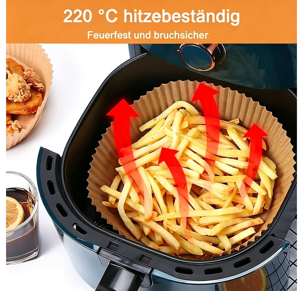 AFKSMILE Backpapier Backpapier für Heißluftfritteuse,50Stück Airfryer Backpapier Rund 16cm, Antihaft Wasserdicht Ölfest Einwegschalen Backpapier,Airfryer ZubehöR Bild 5