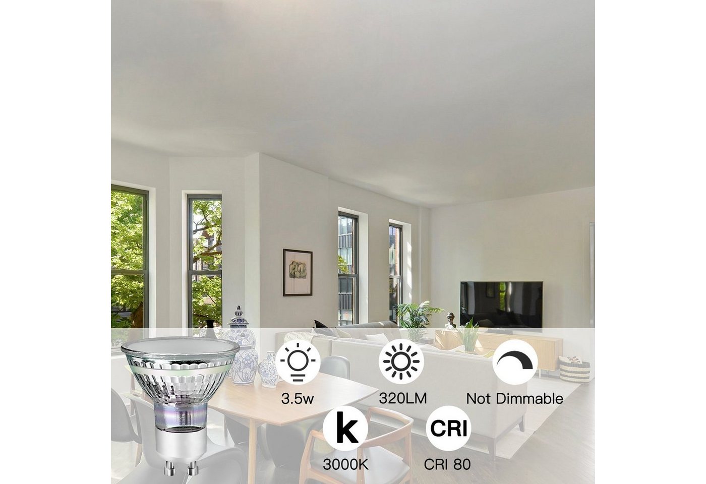 Nettlife LED-Leuchtmittel GU10 LED Warmweiss 3.5W Leuchtmittel, GU10, 10 St., Warmweiß, Abstrahlwinkel 110° Spot Bild 3