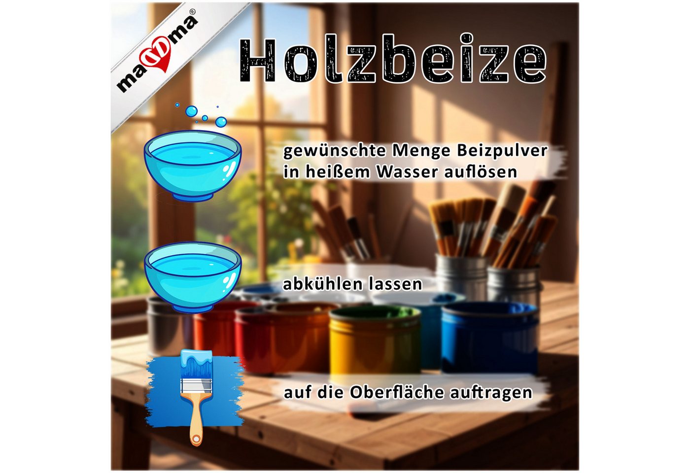 rekol Kreativset 5x18g Holzbeize Möbelbeize Trockenbeize Pulverbeize, Farbmix 1 Bild 2