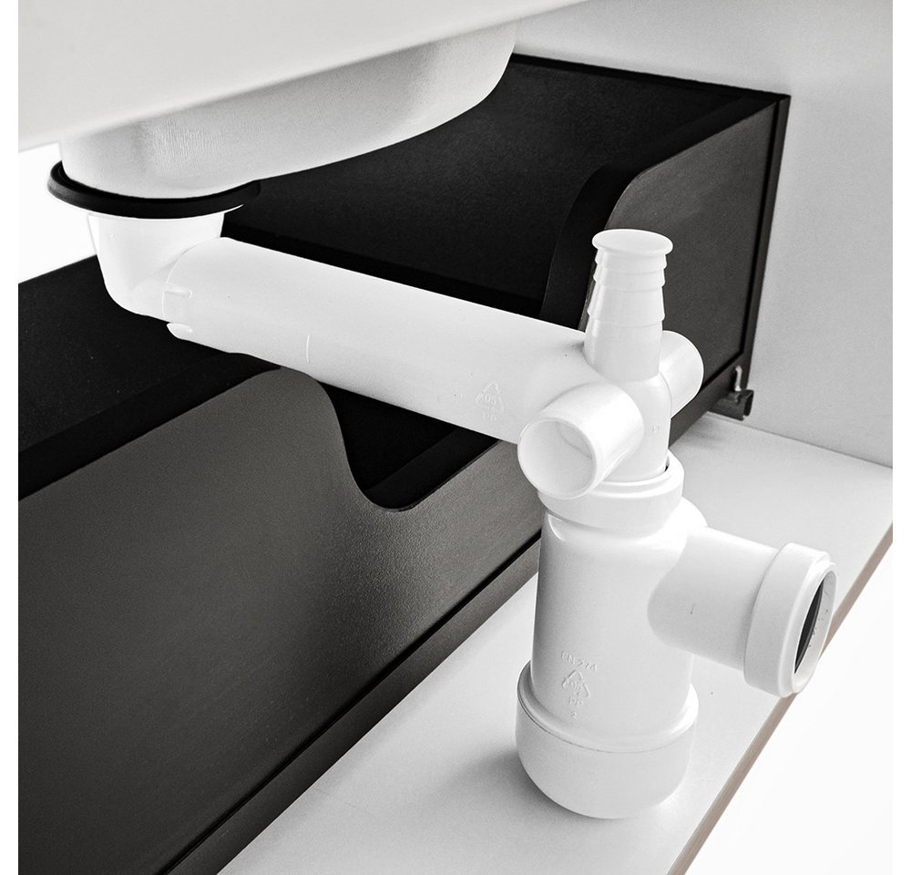 Lomadox Ablaufgarnitur SIPHON-56 Siphon für eingelassene Waschbecken, Pupup-Ventil gold