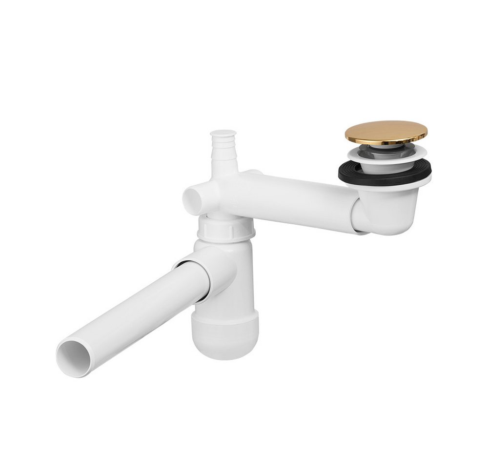 Lomadox Ablaufgarnitur SIPHON-56 Siphon für eingelassene Waschbecken, Pupup-Ventil gold Bild 2