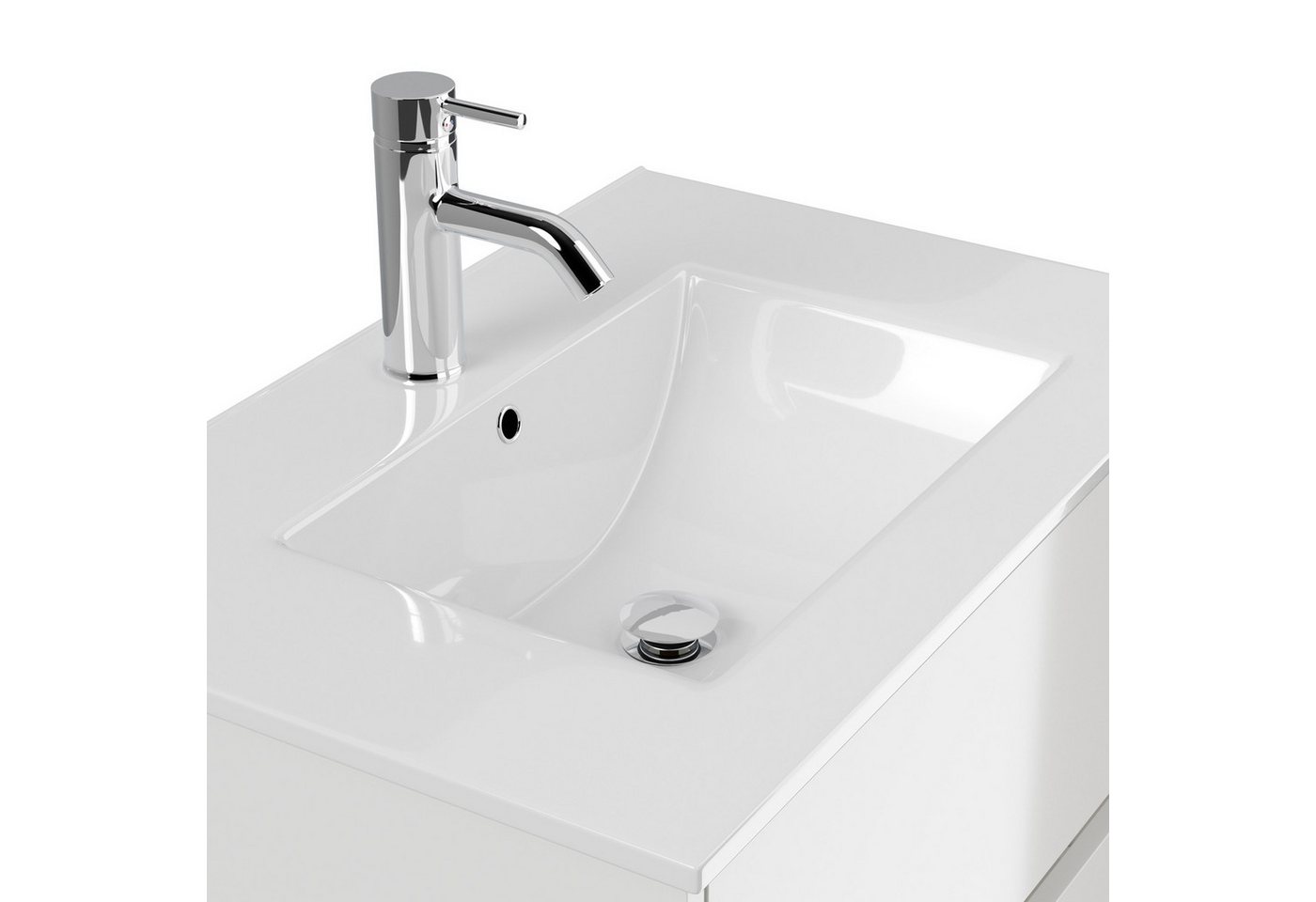 Magnolia Home Badmöbel-Set Badmöbelset Taifun 70cm 2tlg mit Spiegelschrank weiß Hgl Bild 3