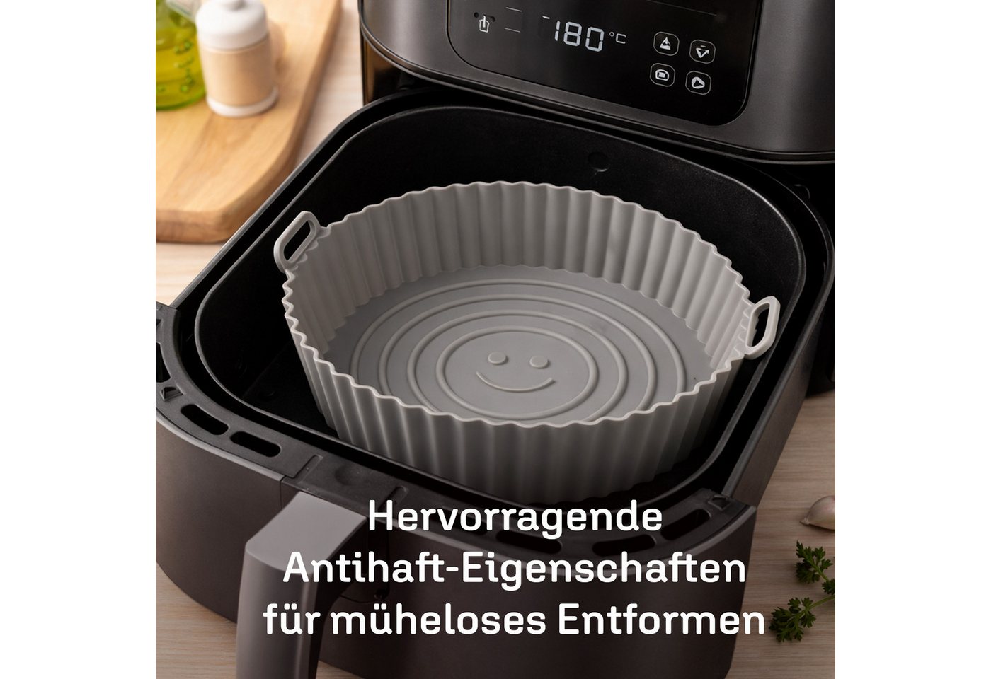 Bestlivings Silikonform AirFryer Backform, (1-tlg), -40°C bis 230°C, BPA Frei, Lebensmittelecht, wiederverwendbar