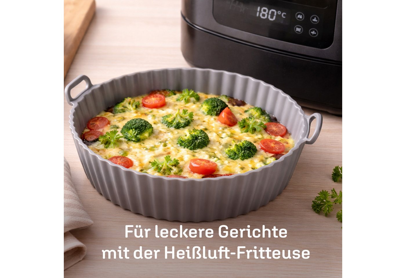 Bestlivings Silikonform AirFryer Backform, (1-tlg), -40°C bis 230°C, BPA Frei, Lebensmittelecht, wiederverwendbar Bild 4