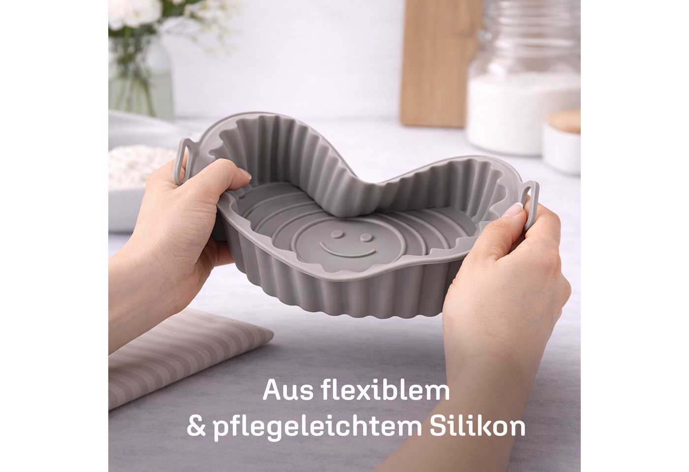 Bestlivings Silikonform AirFryer Backform, (1-tlg), -40°C bis 230°C, BPA Frei, Lebensmittelecht, wiederverwendbar Bild 5
