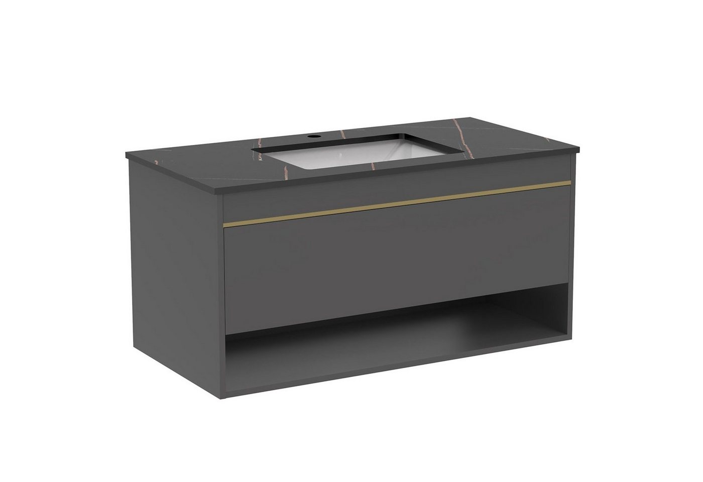 duschspa Waschtisch 60/80/100 cm Badmöbel, Felsplatte-Becken, Sperrholzplatte Unterschrank