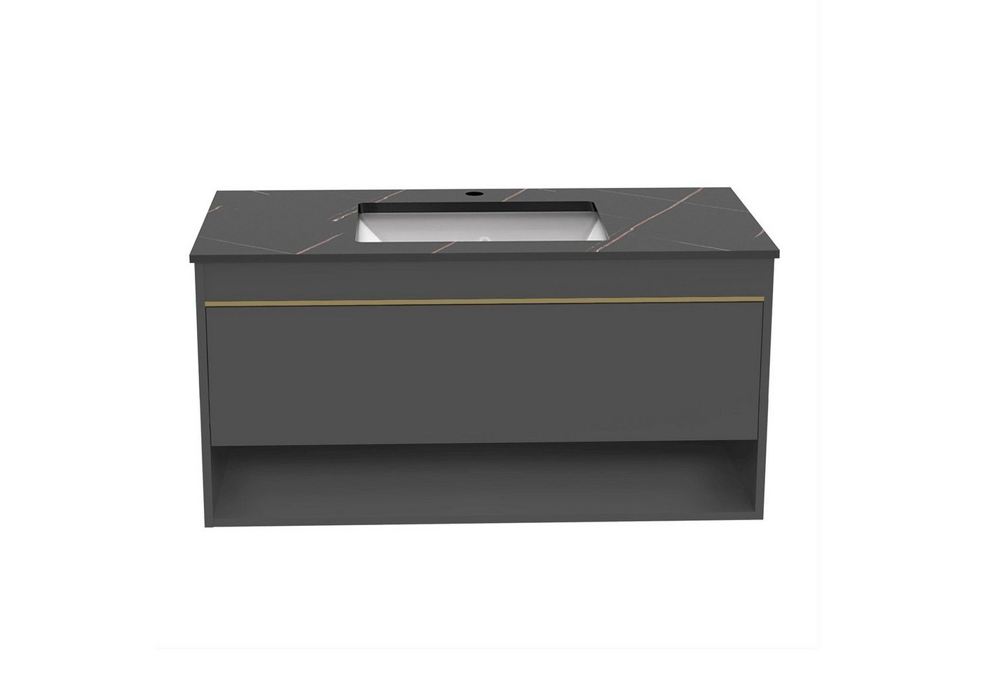 duschspa Waschtisch 60/80/100 cm Badmöbel, Felsplatte-Becken, Sperrholzplatte Unterschrank Bild 3