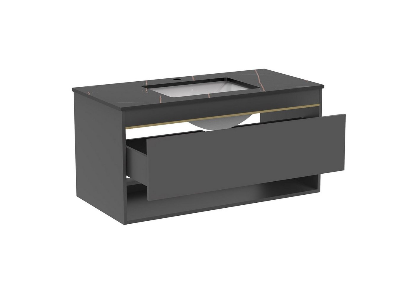 duschspa Waschtisch 60/80/100 cm Badmöbel, Felsplatte-Becken, Sperrholzplatte Unterschrank Bild 5