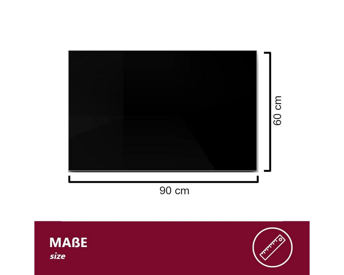 HOOZ Bodenschutzplatte aus 6mm ESG 90x60cm, rechteckige Funkenschutz Fasettenschliff Schwarz, Kamin Glas, 1-St., belastbare Glasauflage, Glasplatte, Schutzglas, Bodenschutzglas für Kamin, Ofen und Boden