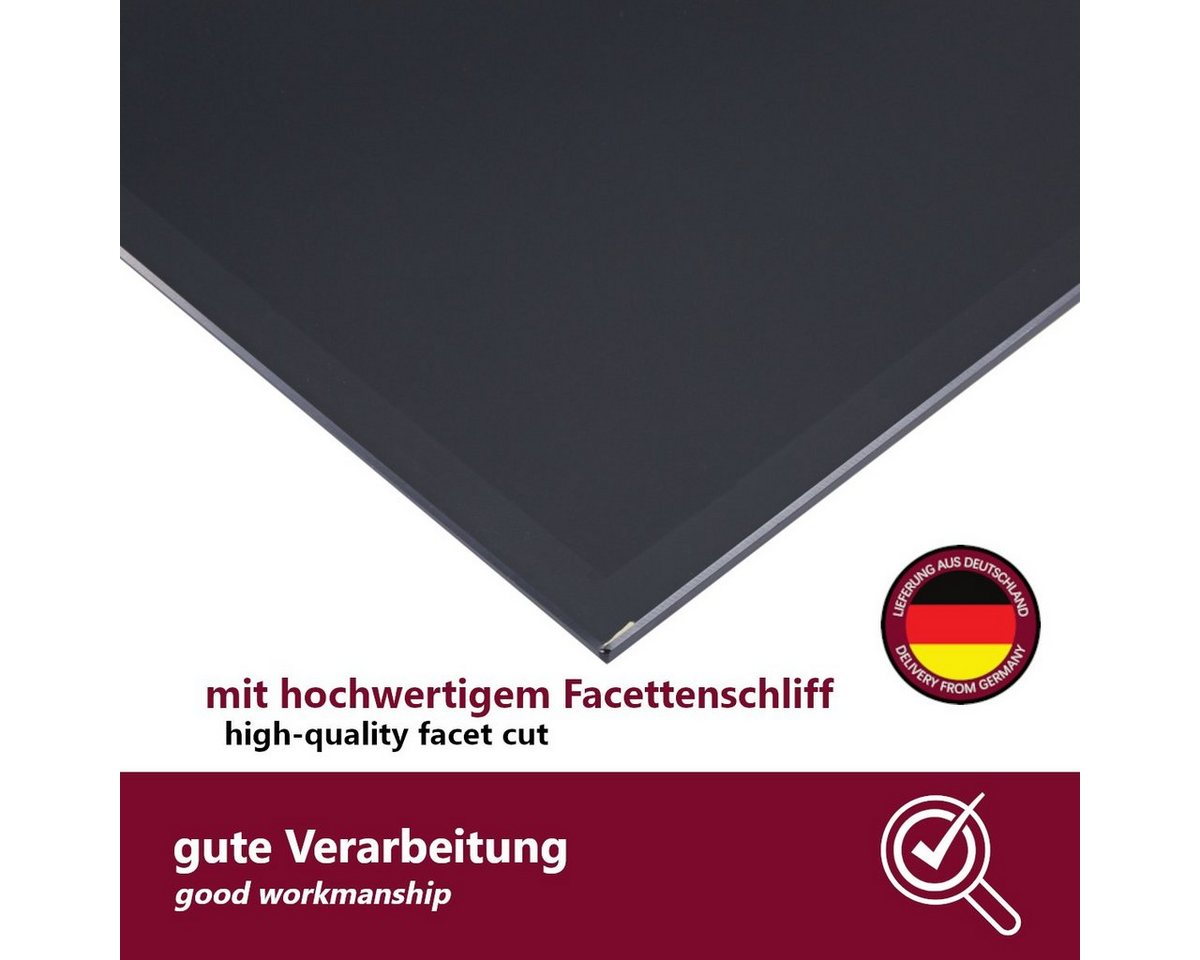 HOOZ Bodenschutzplatte aus 6mm ESG 90x60cm, rechteckige Funkenschutz Fasettenschliff Schwarz, Kamin Glas, 1-St., belastbare Glasauflage, Glasplatte, Schutzglas, Bodenschutzglas für Kamin, Ofen und Boden Bild 5