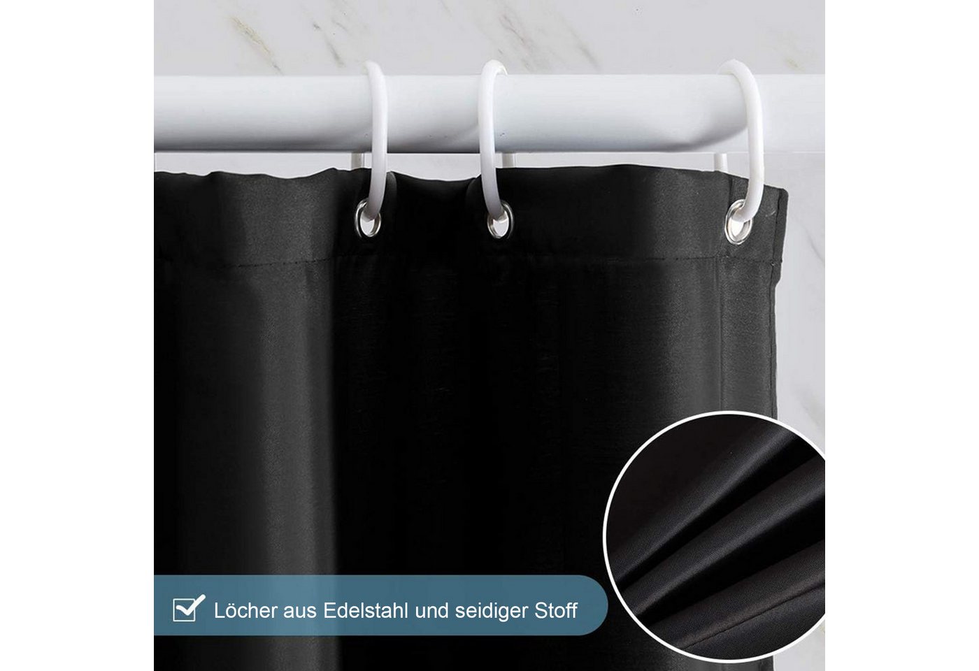 OKWISH Duschvorhang Badezimmer Vorhang Badewannenvorhang Dusche Breite 240 cm (240x200 cm Wasserabweisend Anti-schimmel Waschbar 16 Duschvorhangringe, Duschvorhänge Vorhänge aus Stoff), für Badezimmer Haus Hotel Wohnung Wohnmobil Wohnheim usw Bild 2
