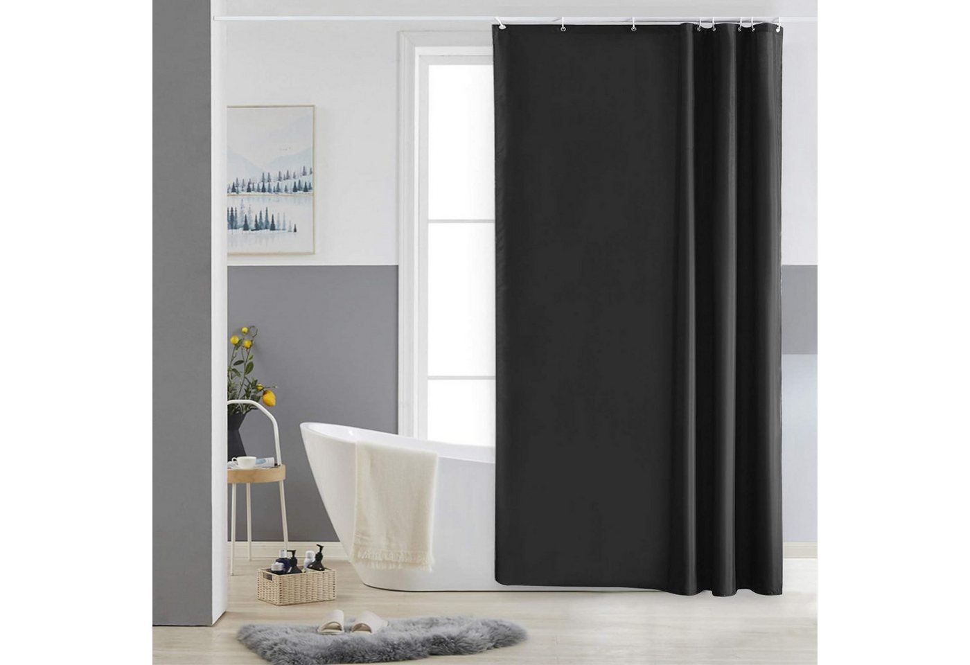 OKWISH Duschvorhang Badezimmer Vorhang Badewannenvorhang Dusche Breite 240 cm (240x200 cm Wasserabweisend Anti-schimmel Waschbar 16 Duschvorhangringe, Duschvorhänge Vorhänge aus Stoff), für Badezimmer Haus Hotel Wohnung Wohnmobil Wohnheim usw Bild 3