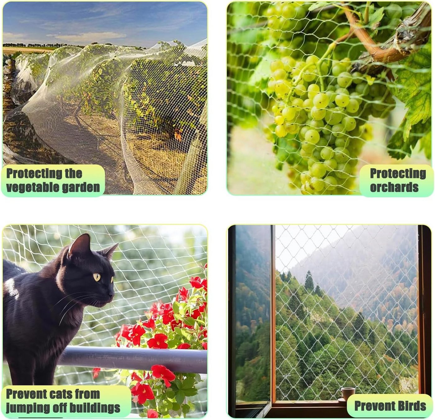 Coonoor Schutznetz Transparent Vogelschutznetz, Transparentes Katzenschutznetz für Katzen, BxL: 3x6 m Bild 5