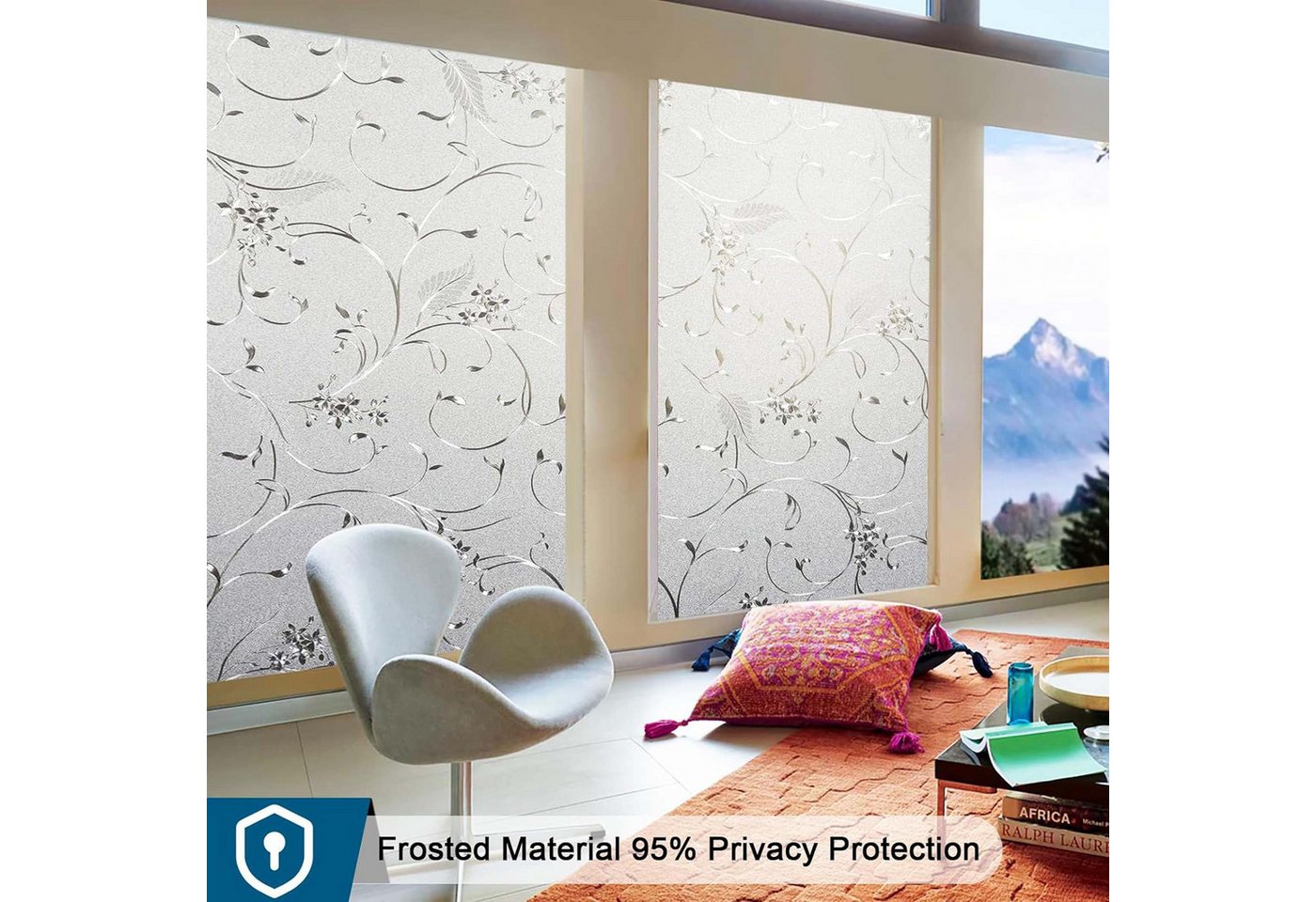 Coonoor Fensterfolie Blickdicht Selbsthaftend, Sichtschutzfolie Fenster, 90% UV-Schutz Bild 2