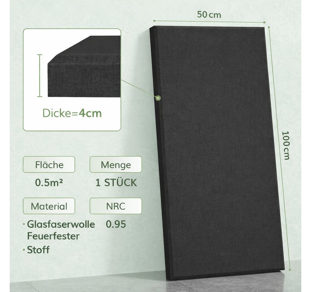 TONOR Wandpaneel Fiberglas Akustikpaneele 100x50x4 cm, Schallabsorber Wanddekoration., Schallreduzierende Wandverkleidung