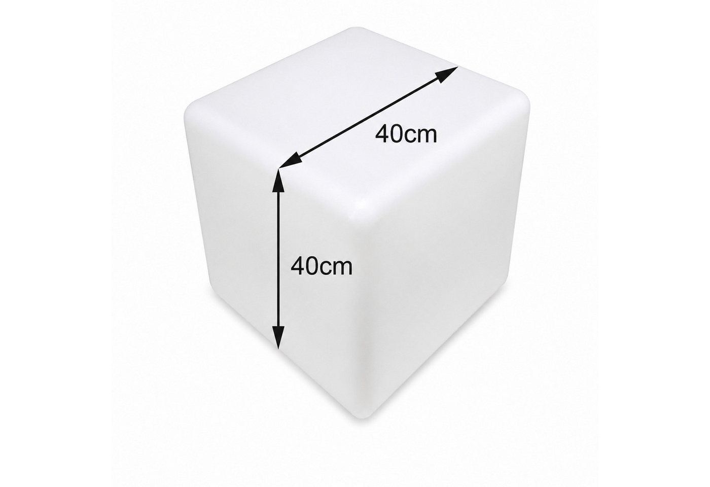 SATISFIRE LED Würfel LED Leuchtwürfel Cube 40x40cm E27 warmweiß outdoor Beistelltisch, LED Classic, warmweiß (2100K bis 3000K)