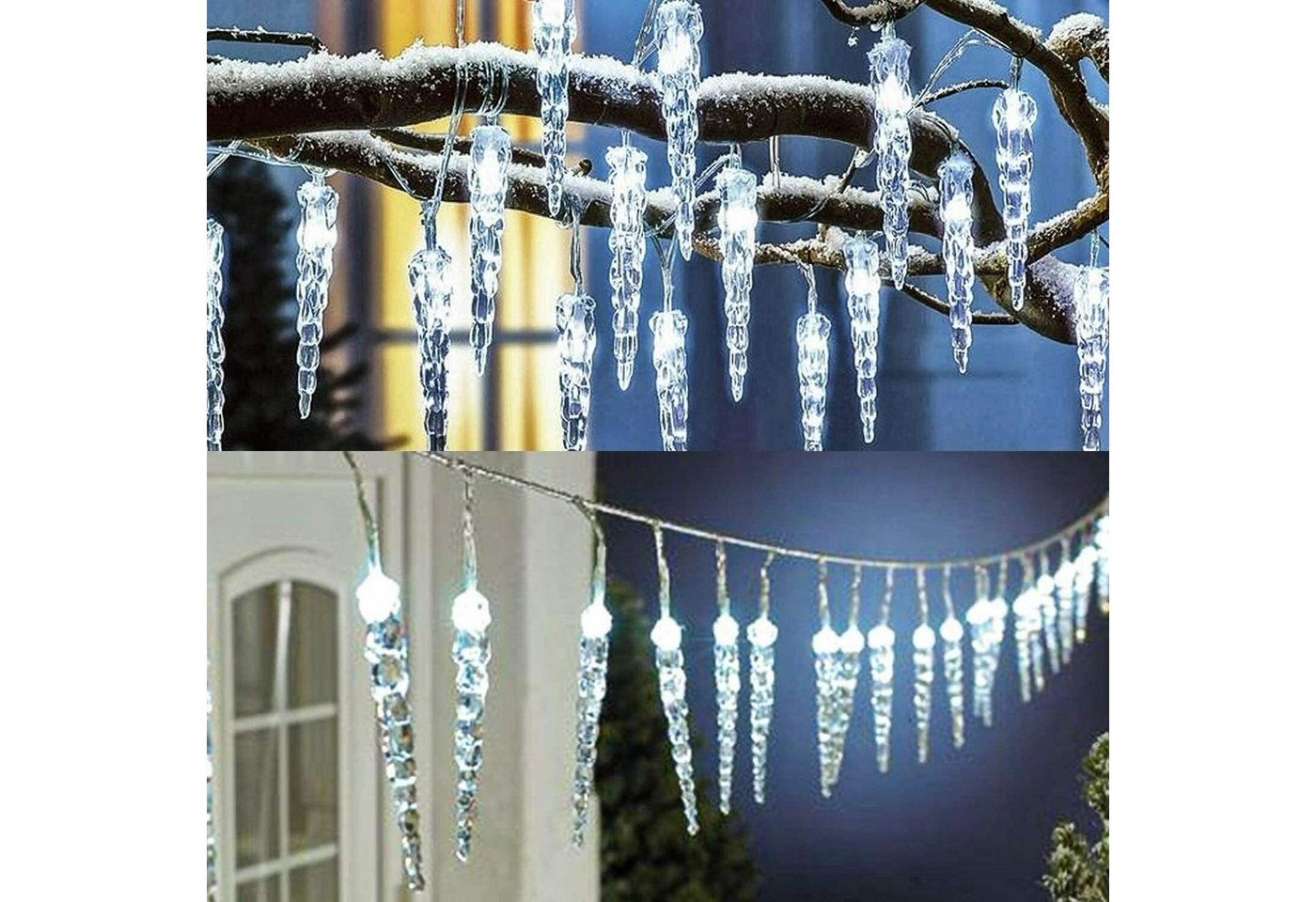 Salcar LED-Lichterkette Eiszapfen Lichterkette Außen Weihnachtsdeko LED Lichtervorhang, 5M 40LED, Kaltweiß Winter-Gartenbeleuchtung, 9 Modi, Memory-Funktion