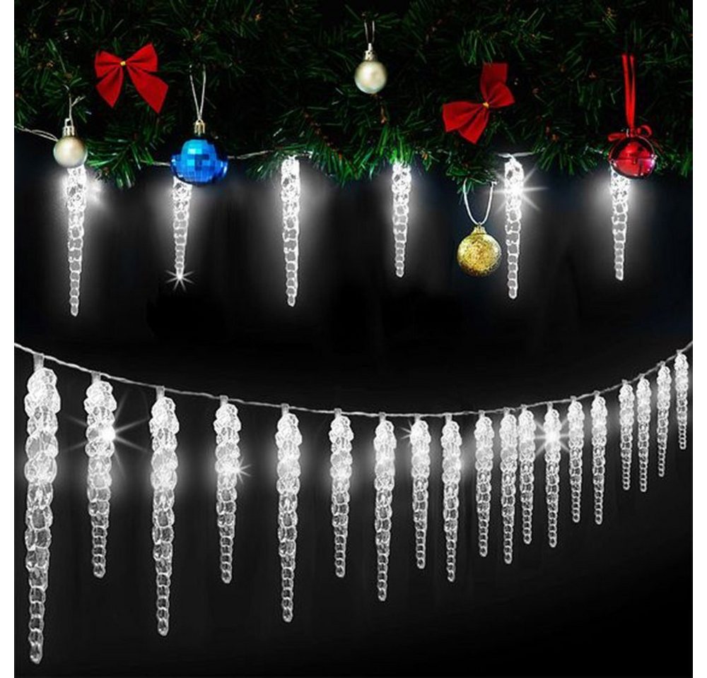 Salcar LED-Lichterkette Eiszapfen Lichterkette Außen Weihnachtsdeko LED Lichtervorhang, 5M 40LED, Kaltweiß Winter-Gartenbeleuchtung, 9 Modi, Memory-Funktion Bild 3