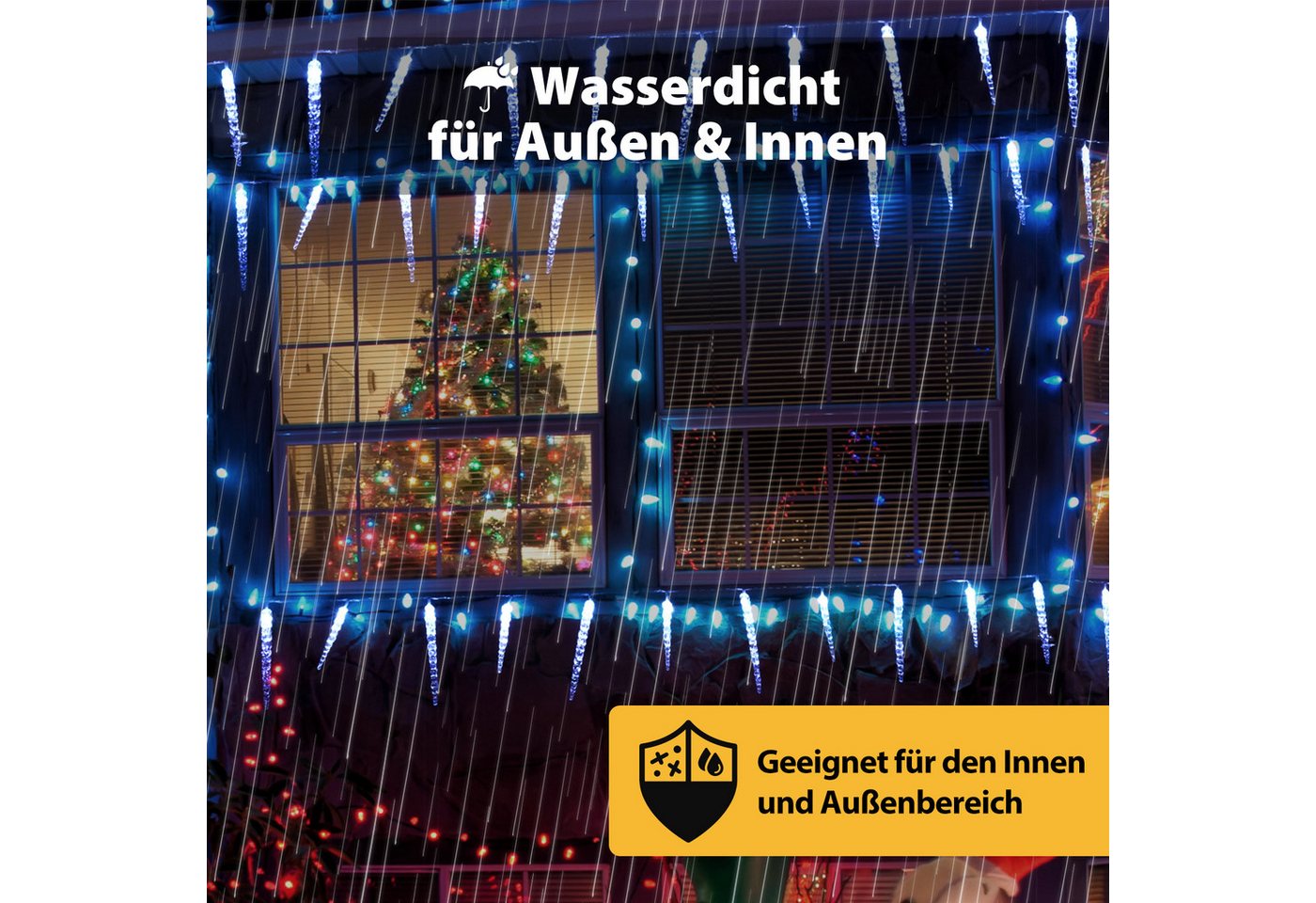 Salcar LED-Lichterkette Eiszapfen Lichterkette Außen Weihnachtsdeko LED Lichtervorhang, 5M 40LED, Kaltweiß Winter-Gartenbeleuchtung, 9 Modi, Memory-Funktion Bild 4