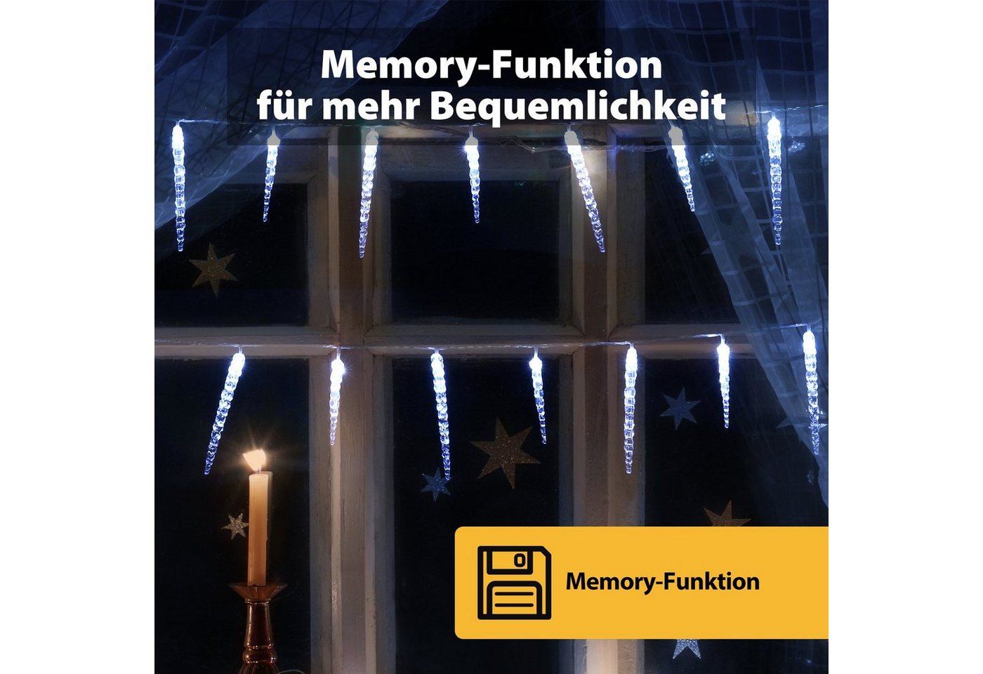 Salcar LED-Lichterkette Eiszapfen Lichterkette Außen Weihnachtsdeko LED Lichtervorhang, 5M 40LED, Kaltweiß Winter-Gartenbeleuchtung, 9 Modi, Memory-Funktion Bild 5
