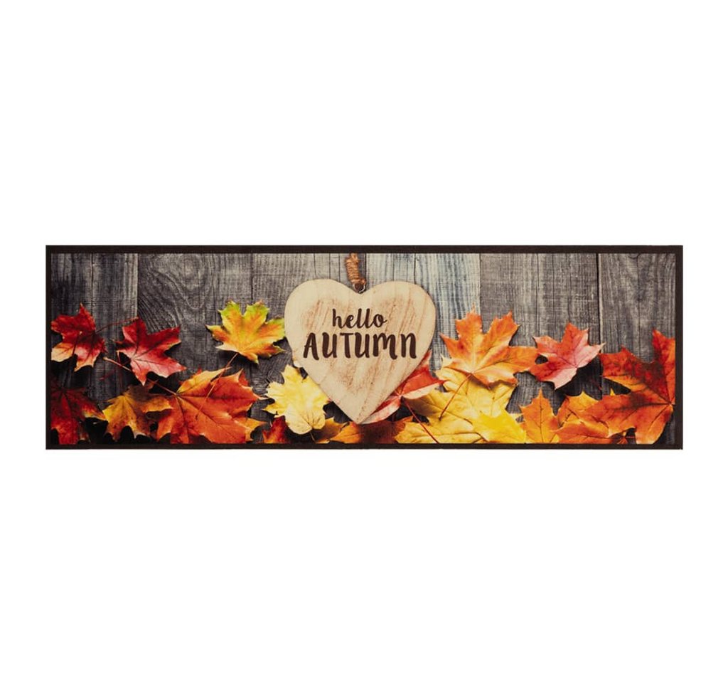 furnicato Teppich Küchenläufer Herbst Design 180 x 60 cm, Samtstoff in Braun, 60 x 180 cm, Maschinenwaschbare Teppichmatte mit rutschfester Latex-Rückseite Bild 5