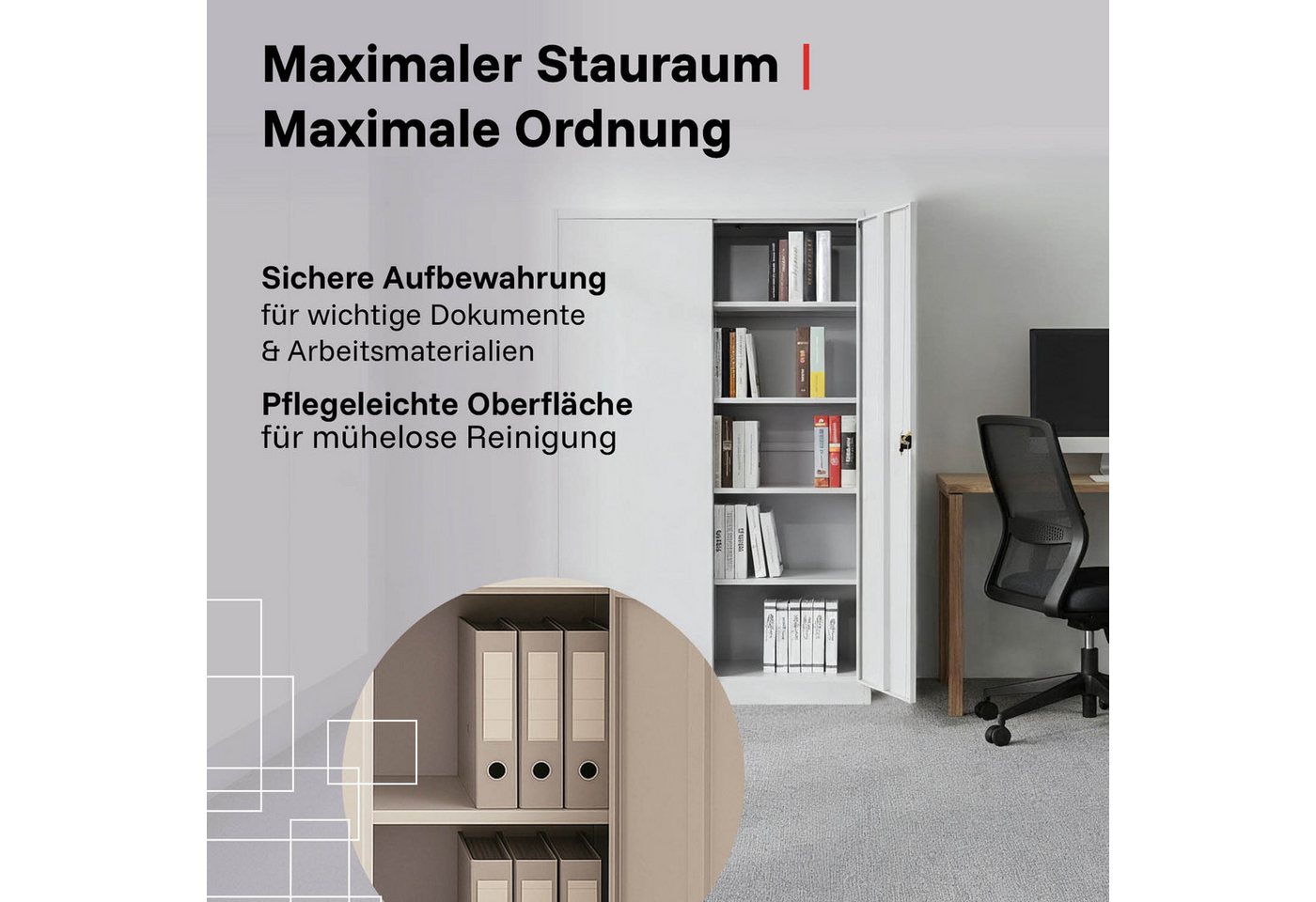 LagerZwei Aktenschrank Stahlschrank 140 x 90 x 40 cm abschließbar, höhenverstellbare Böden, pulverbeschichtet Bild 2