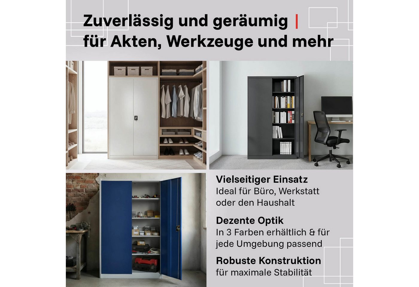 LagerZwei Aktenschrank Stahlschrank 140 x 90 x 40 cm abschließbar, höhenverstellbare Böden, pulverbeschichtet Bild 3