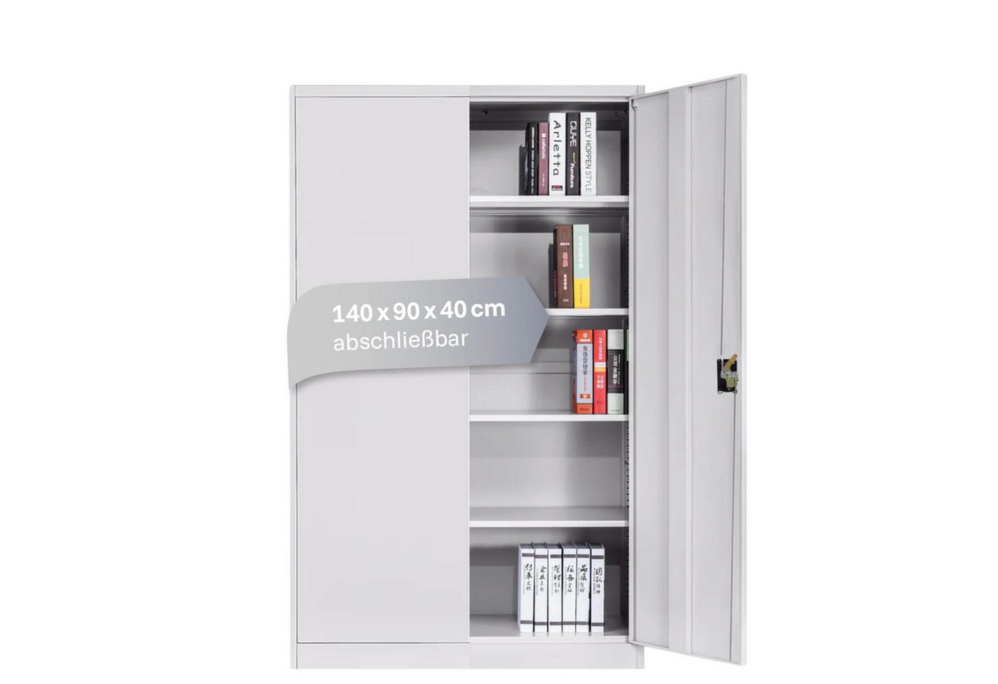 LagerZwei Aktenschrank Stahlschrank 140 x 90 x 40 cm abschließbar, höhenverstellbare Böden, pulverbeschichtet Bild 4