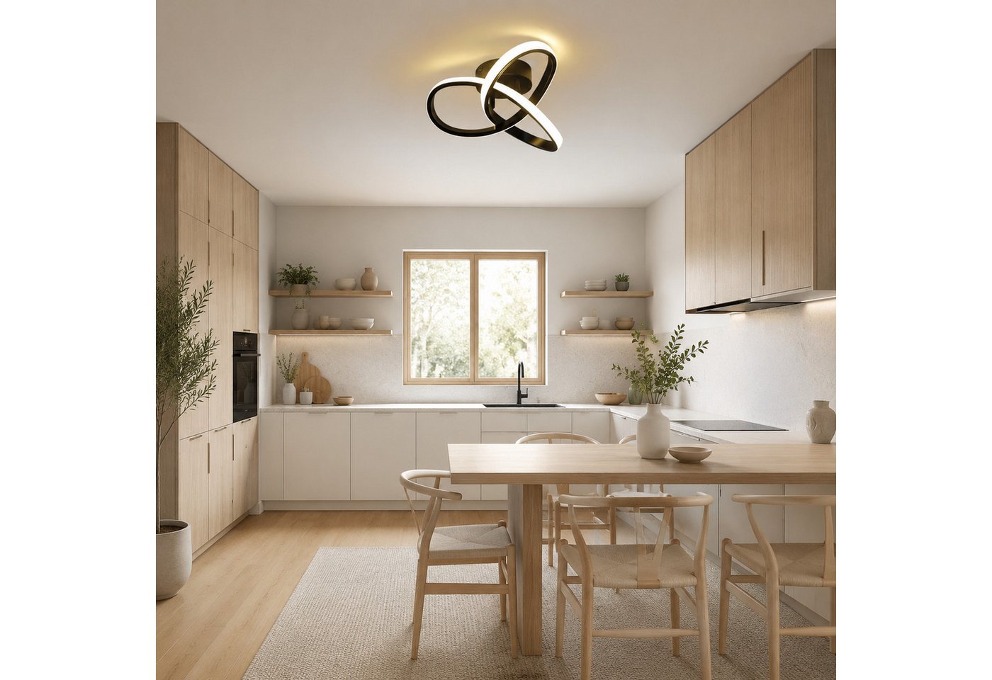 Nettlife LED Deckenleuchte Warmweiß 3000K Modern Flur Schlafzimmer Deckenlampe Schwarz/Weiß, LED fest integriert, Warmweiß 3000K, Augenschutz, Einfache Installtion für Küche Flur Schlafzimmer